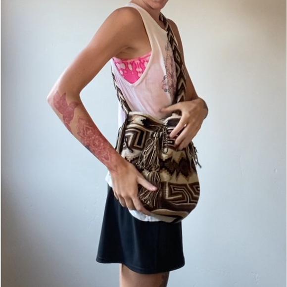 Bohemian Crossbody Bag. Indigenously Handmade by skilled artists. Brown shades. - Picture 3 of 13